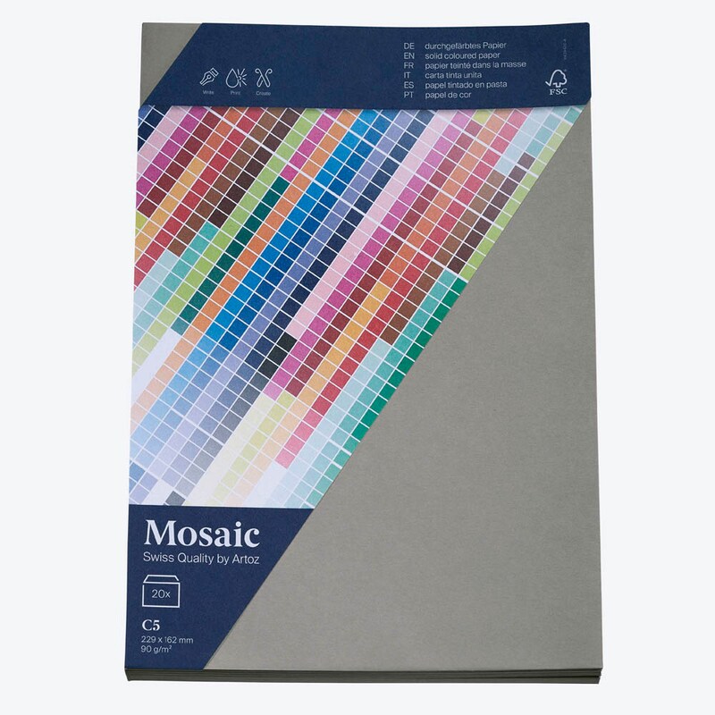 artoz Briefumschläge Mosaic DIN C5 ohne Fenster zement haftklebend 20 St.
