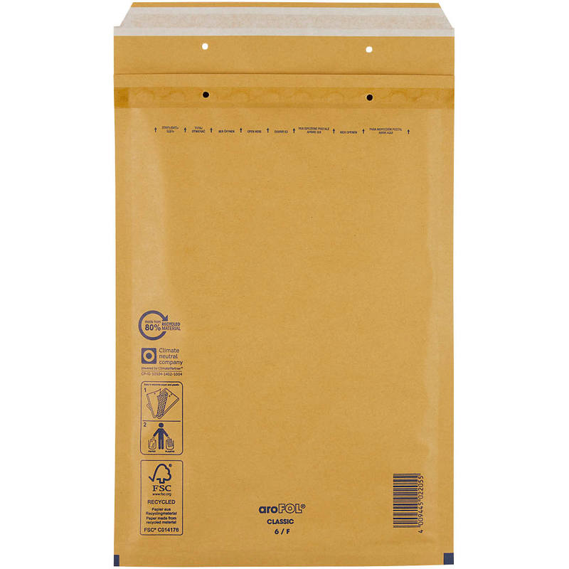 aroFOL® CLASSIC Luftpolstertaschen 6/F braun für DIN A4, 100 St.