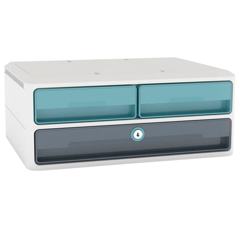 cep Schubladenbox MoovUp mit Schloss  mint, grau 1091212961, DIN A4 quer mit 3 Schubladen, 1 St.
