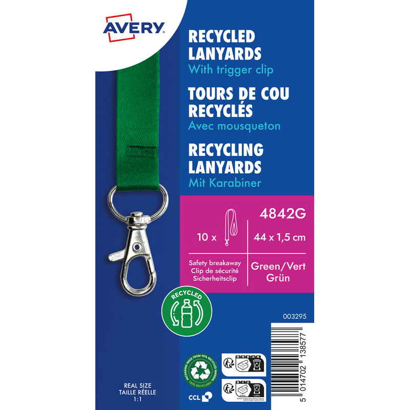 AVERY Zweckform Lanyards 4842G, Karabiner, grün, 10 St.
