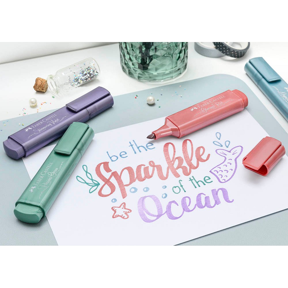 Faber-Castell Textmarker TL 46 metallic gold, silver, rose, ruby, blue, green, violet, red (8er Pack)