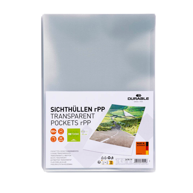 DURABLE Sichthüllen STANDARD DIN A4 transparent glatt 0,10 mm, 100 St.