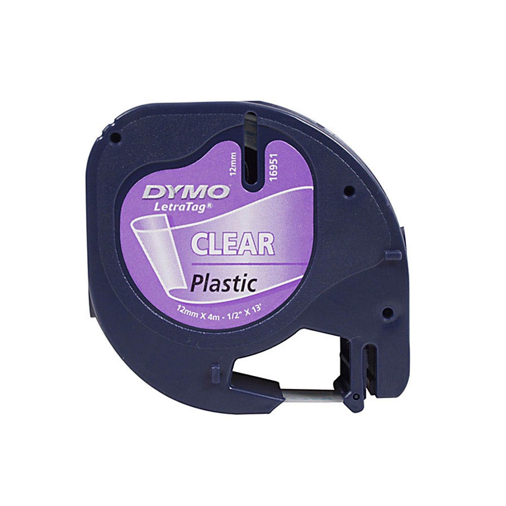 Dymo LetraTag Beschriftungsband 16951 geeignet für LT-100H / LT-100T (Schwarz auf Transparent)