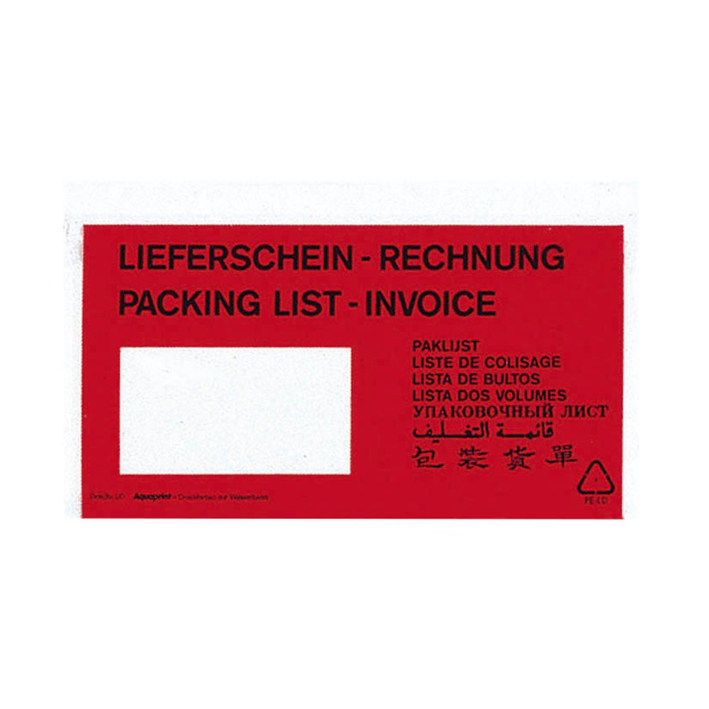 VP Lieferschein-/ Rechnungstasche DIN lang selbstklebend - 250 Stk.