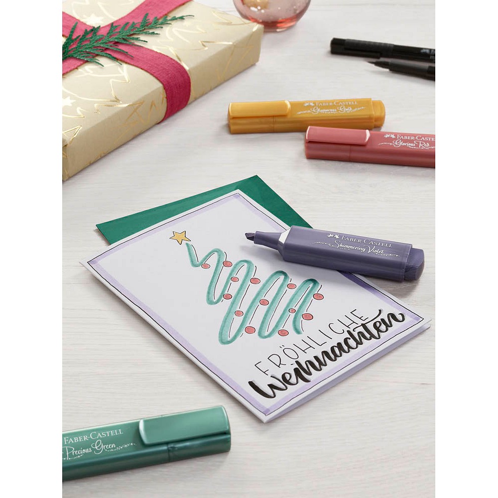 Faber-Castell Textmarker TL 46 metallic gold, silver, rose, ruby, blue, green, violet, red (8er Pack)
