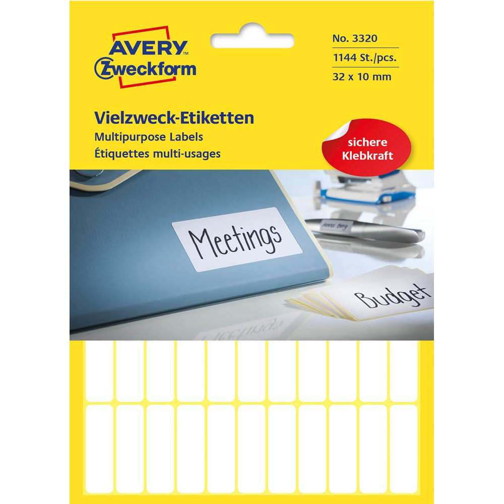 Avery Zweckform 3320 Etiketten 32 x 10 mm weiß (26 Bögen a 44 Etiketten)