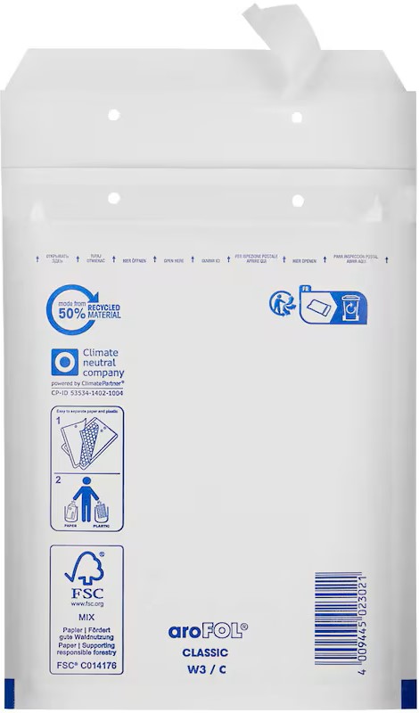 aroFOL® CLASSIC Luftpolstertaschen W3/C weiß für DIN A5, 100 St.