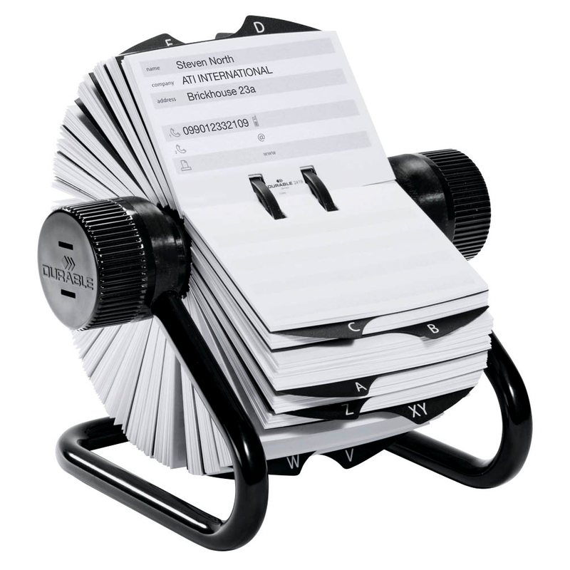 DURABLE Telefon-/Adress-Rollkartei Telindex schwarz, für 500 Adress,- Telefonkarten