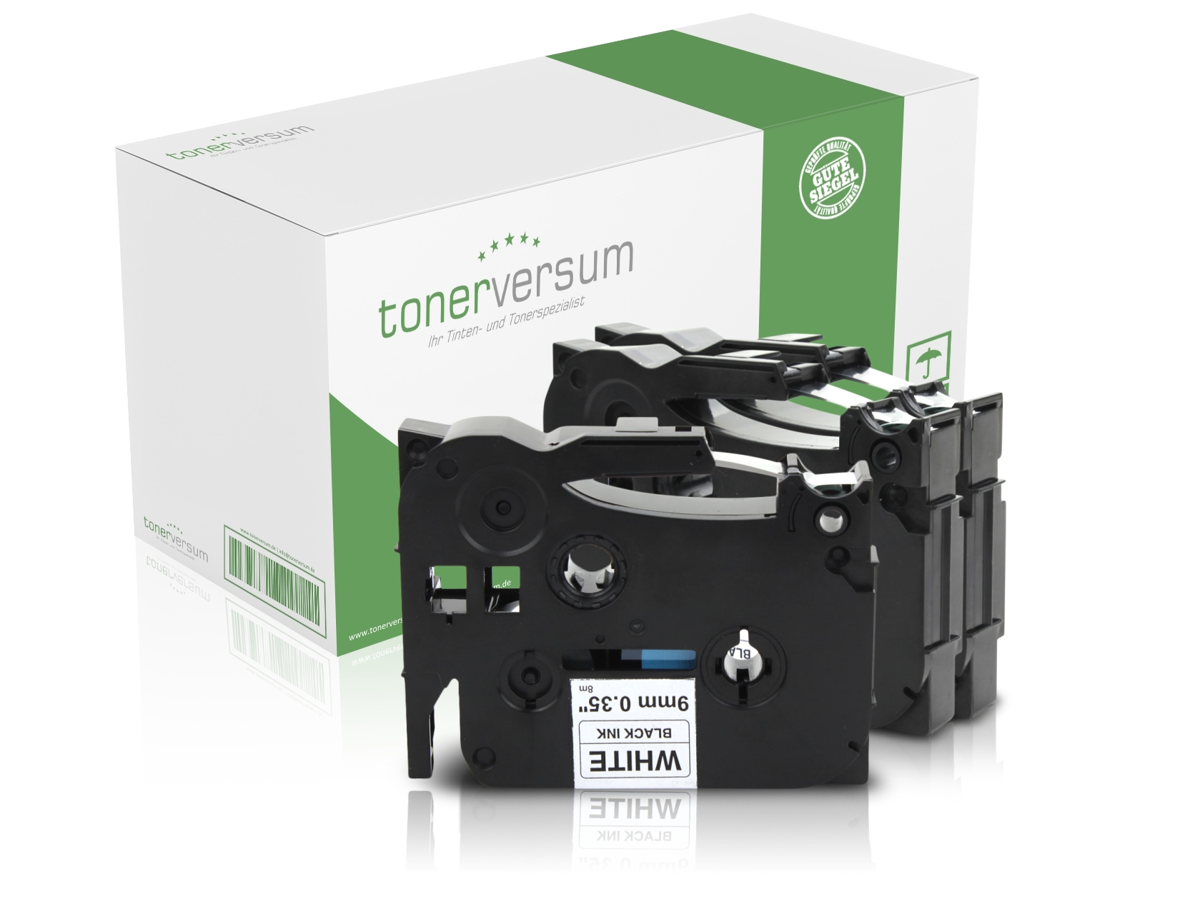 Alternativ zu Brother TZe-221 P-Touch Schriftband 9mm schwarz/weiss (3er Pack)