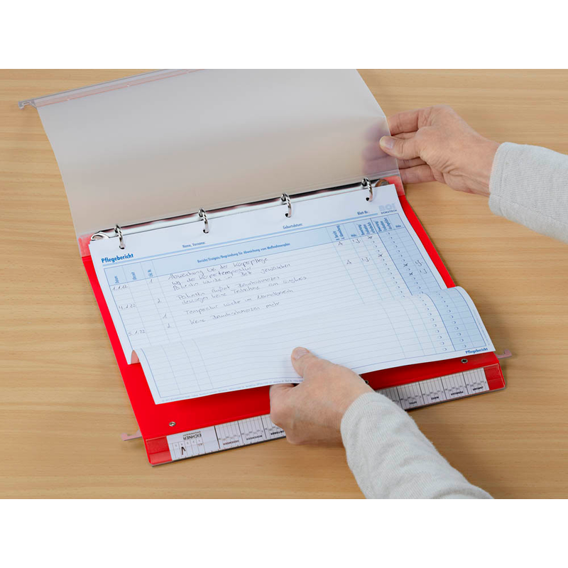 BOI Patienten-Dokumentations-Hängemappe 2-Ringe Click 2 Stationär rot Boden: 2,5 cm, 1 St.