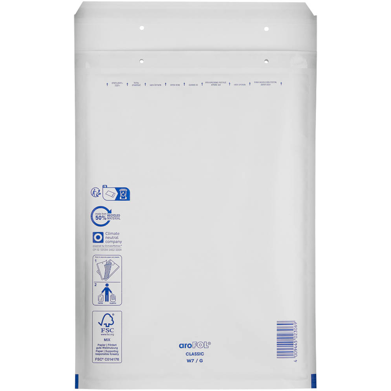 aroFOL® CLASSIC Luftpolstertaschen W7/G weiß für DIN A4, 100 St.