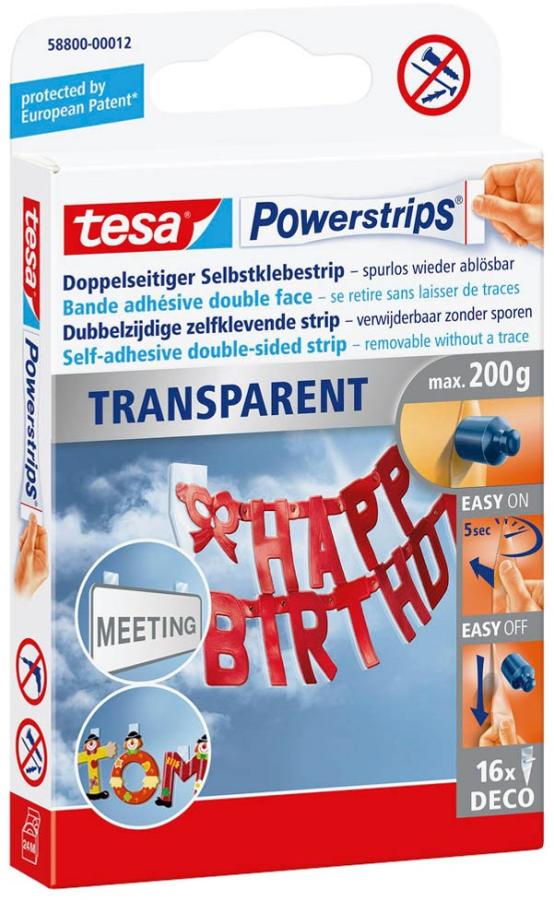 tesa Powerstrips Klebestreifen (1,5 x 4,2 cm)  transparent 16 Stück