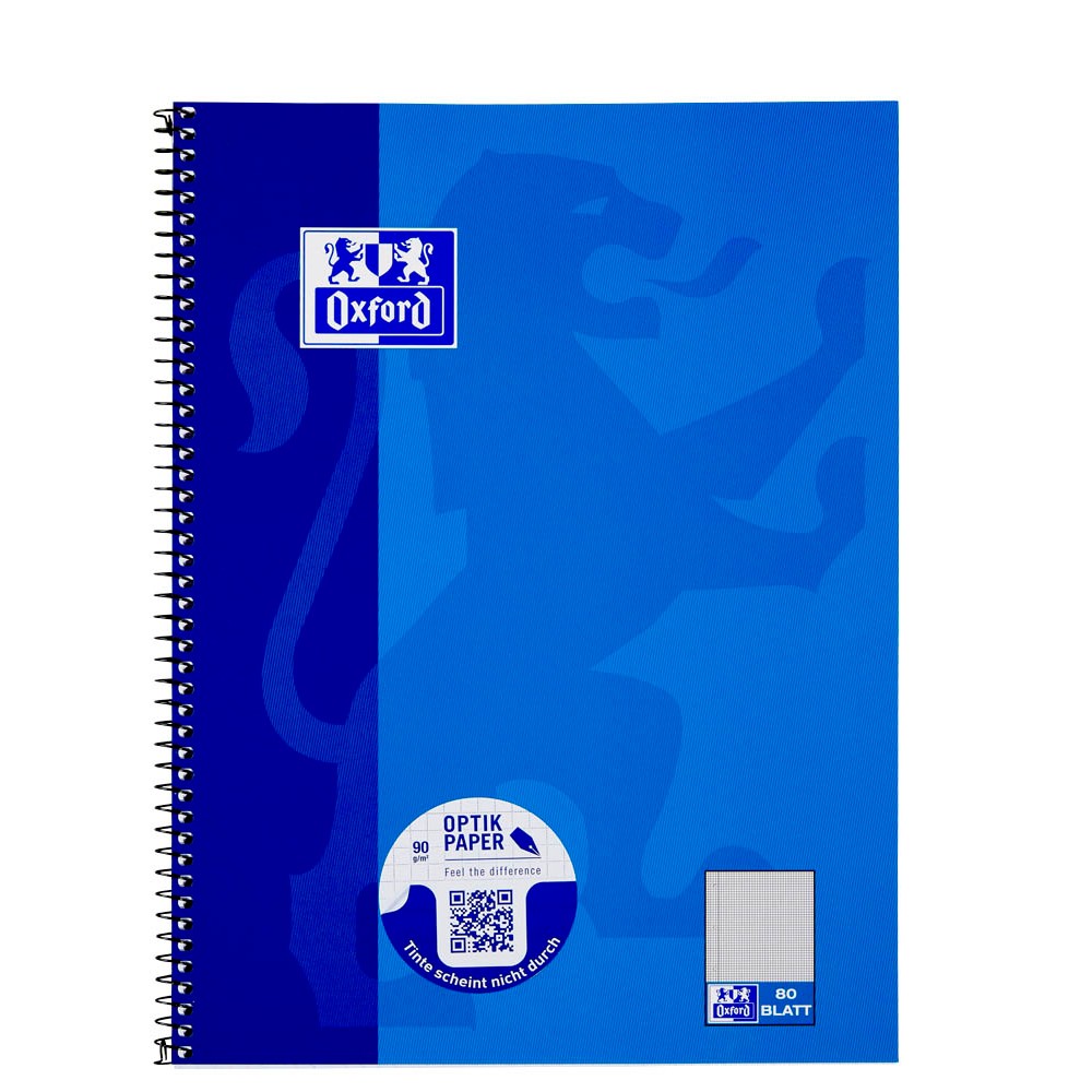 Oxford Collegeblock kariert DIN A5 Innenrand blau (80 Blatt)