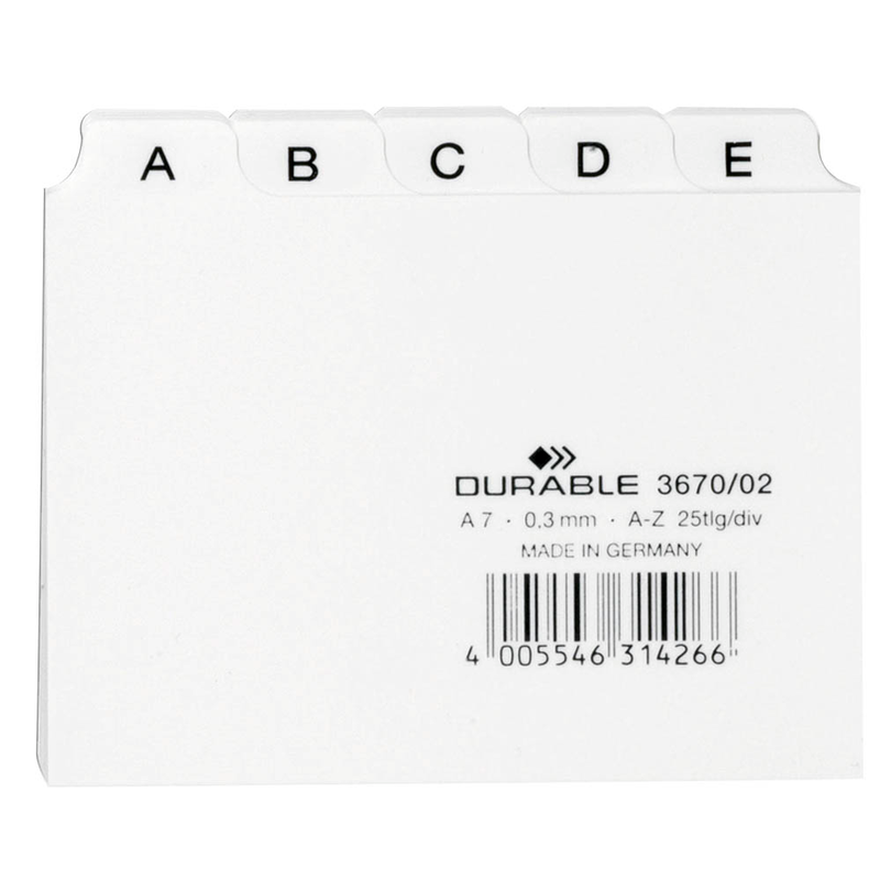 DURABLE Karteikartenregister A-Z weiß