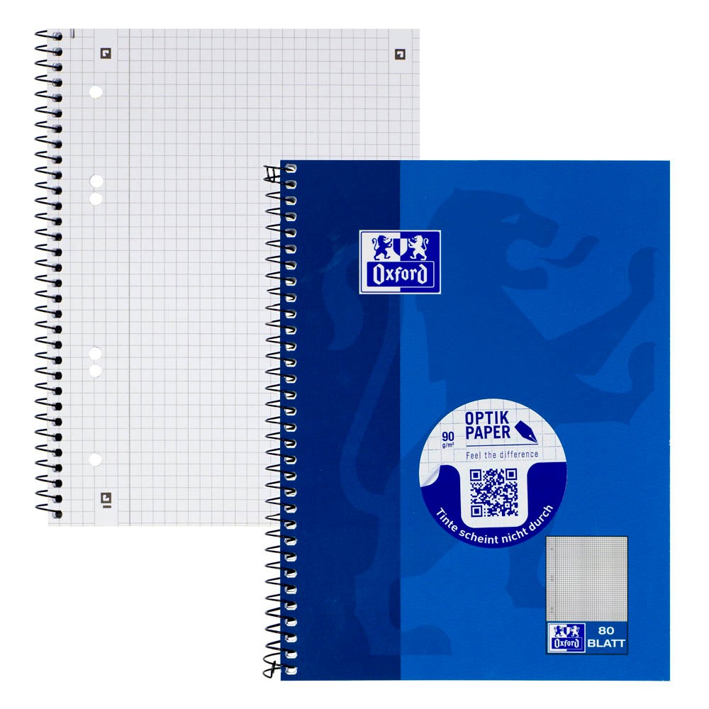 Oxford Collegeblock kariert DIN A5 Innenrand blau (80 Blatt)