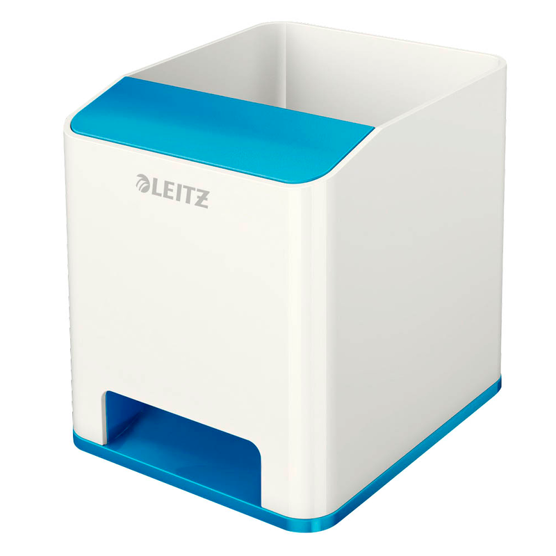 LEITZ Stiftehalter WOW Duo Colour perlweiß/blau Polystyrol 2 Fächer 9,0 x 10,1 x 10,0 cm