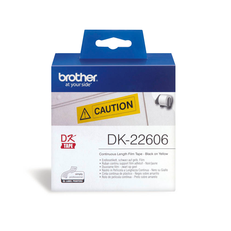Brother Endlosetikett für Etikettendrucker DK22606 gelb, 62,0 mm, 1 x 1 Etiketten