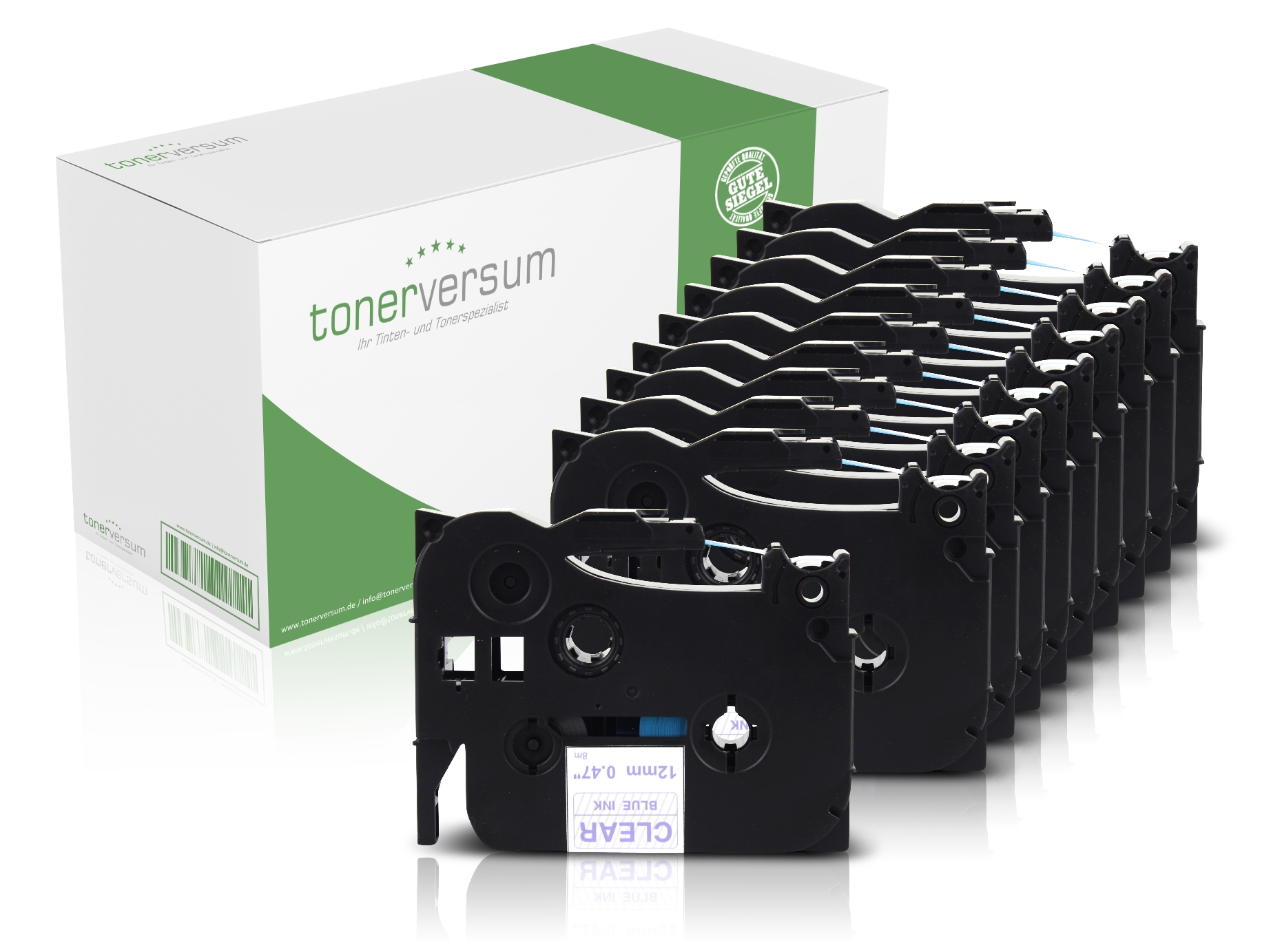 Alternativ zu Brother TZe-133 P-Touch Schriftband 12mm blau/transparent (10er Pack)