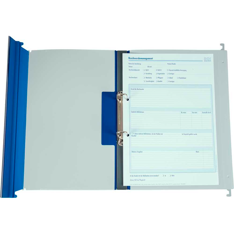BOI Patienten-Dokumentations-Hängemappe Kunststoff blau DIN A4 1x 2 Ringe, Q-Mechanik, 10 St.