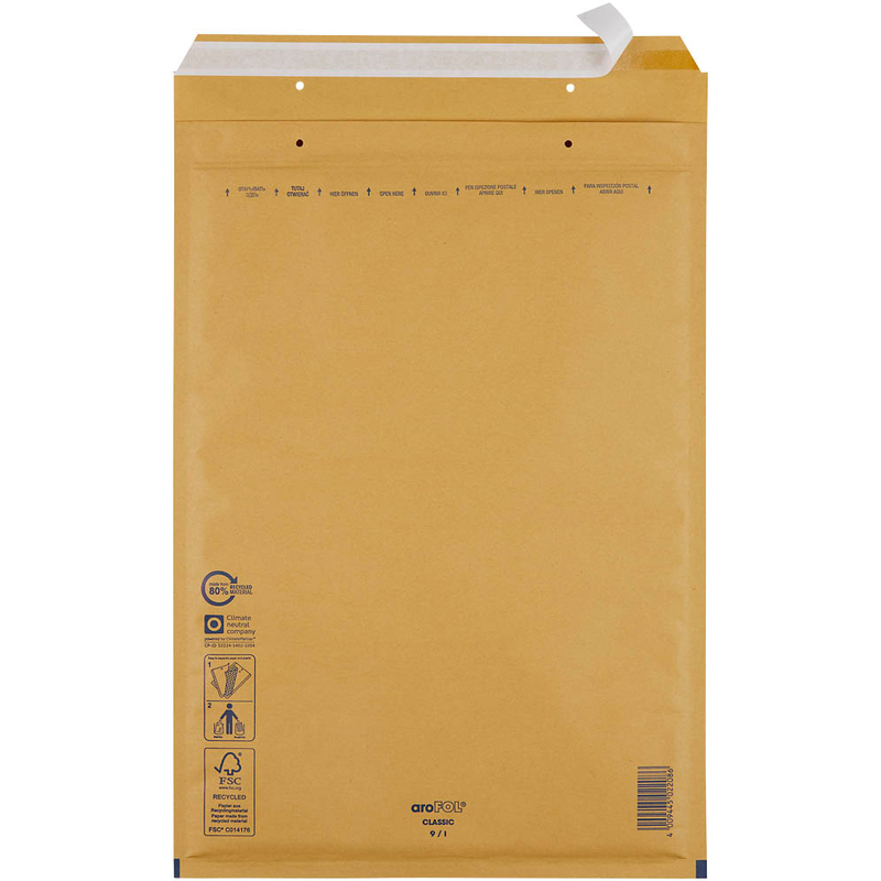 aroFOL® CLASSIC Luftpolstertaschen 9/I braun für DIN E4, 50 St.