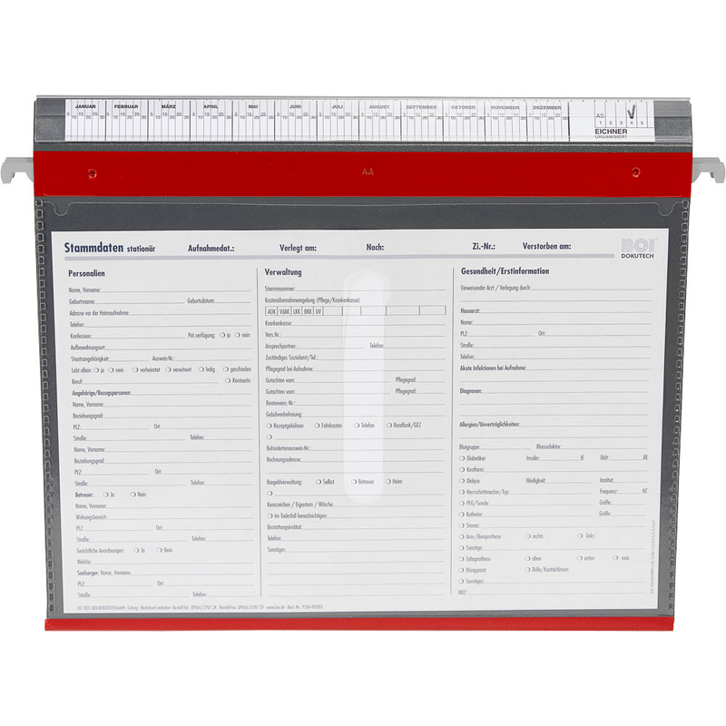 BOI Patienten-Dokumentations-Hängemappe 4-Ringe PMH4R rot Boden: 2,5 cm, 1 St.