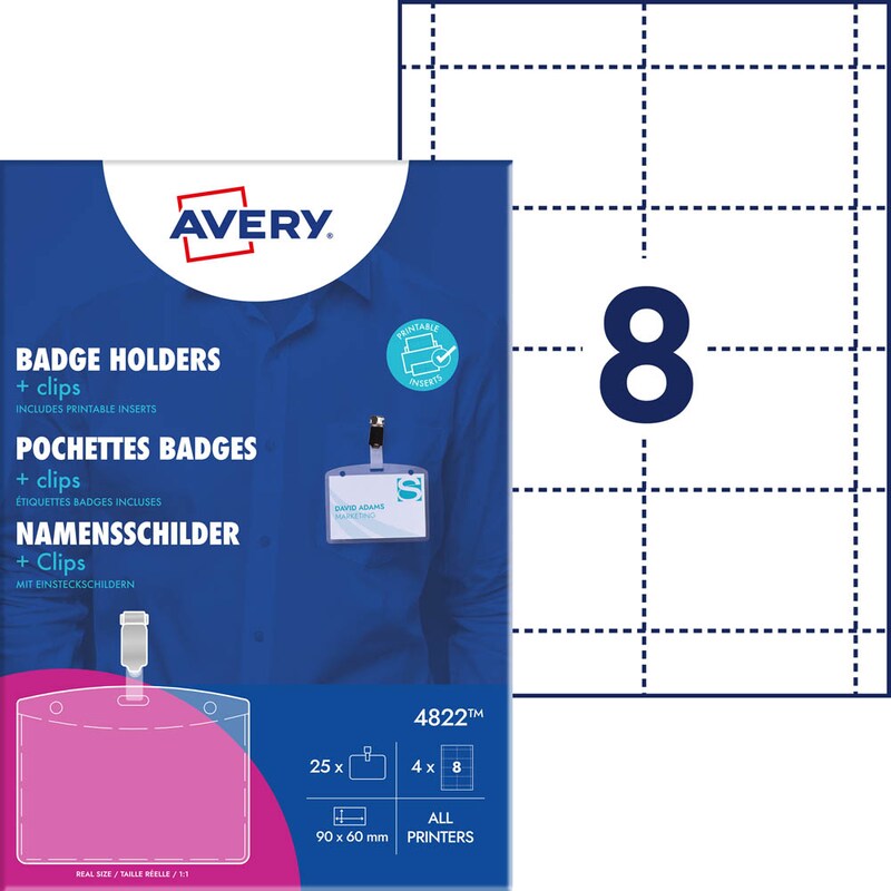 AVERY Zweckform Namensschilder mit Clip 9,0 x 6,0 cm, 1 Set