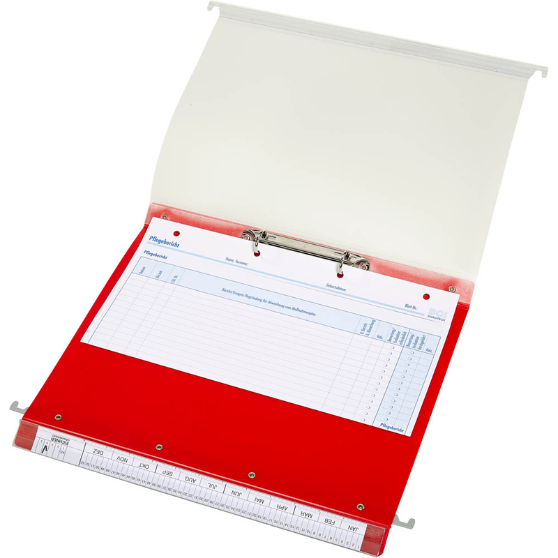 BOI Patienten-Dokumentations-Hängemappe 2-Ringe Click 2 Stationär rot Boden: 2,5 cm, 1 St.