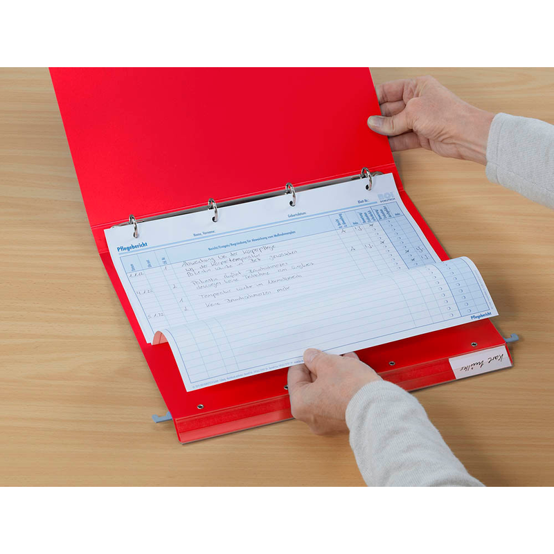 BOI Patienten-Dokumentations-Hängemappe 4-Ringe Economy Click-Line rot Boden: 3,0 cm, 1 St.