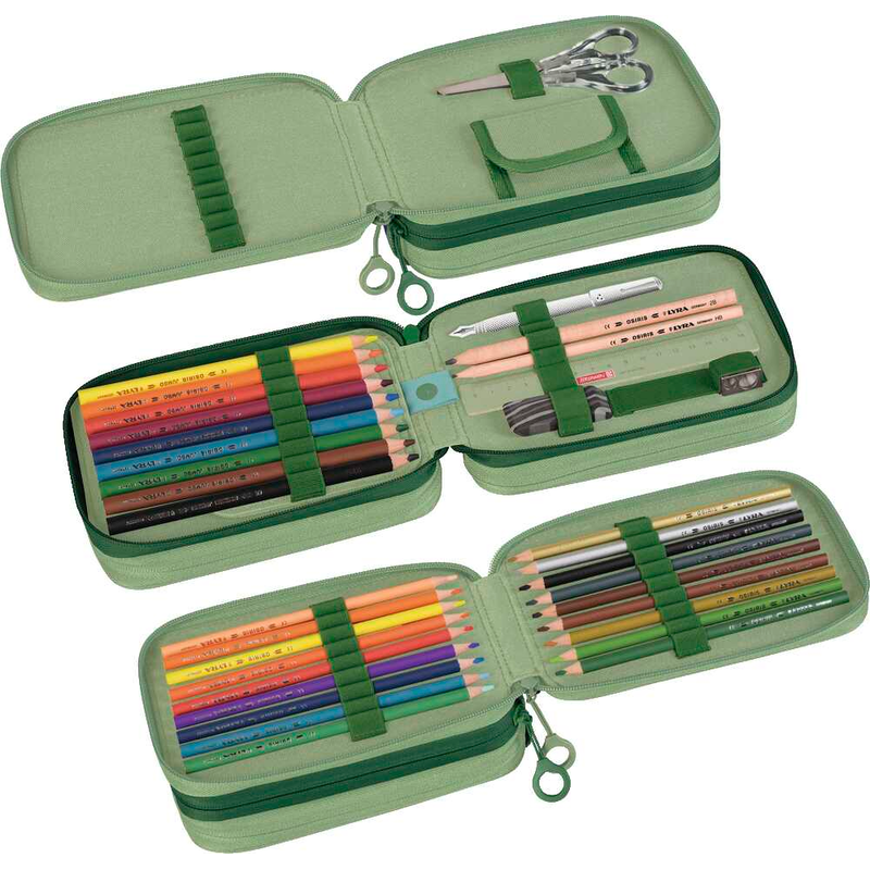 BRUNNEN Federmäppchen befüllt s'maepp Sweet Dino Jungle grün 33-teilig, 20,0 x 7,5 cm