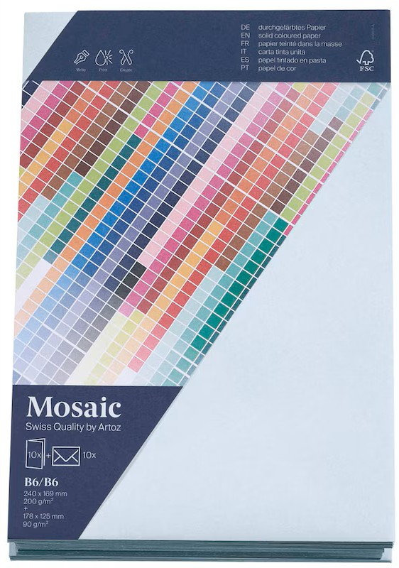 artoz Faltkarten mit Briefumschlägen Mosaic 943601-411 hellblau DIN B6, 10 St.
