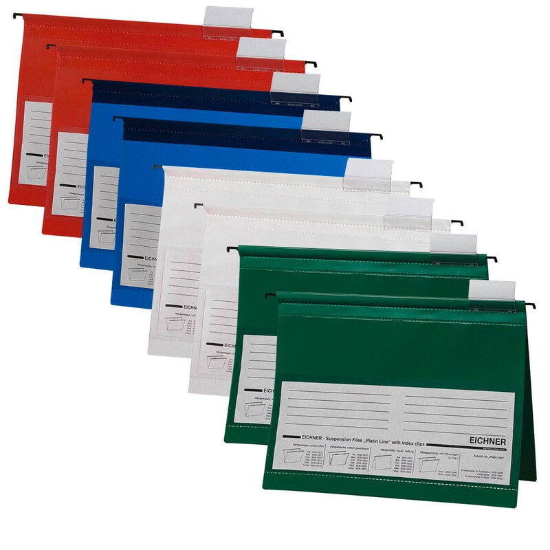 EICHNER Hängehefter Kunststoff farbsortiert DIN A4 1x kaufmännische Heftung, 10 St.
