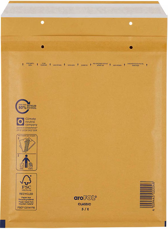 aroFOL® CLASSIC Luftpolstertaschen 5/E braun für DIN C5, 100 St.