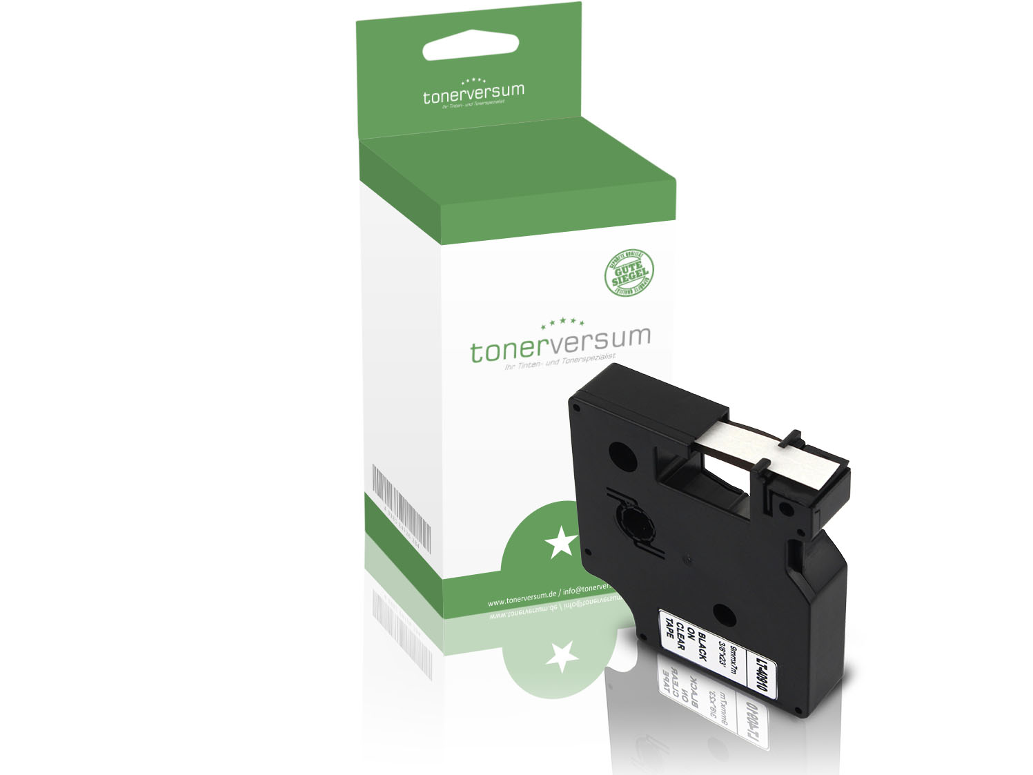 Alternativ zu Dymo D1 40910 / S0720670 Schriftband 9mm Schwarz auf Transparent