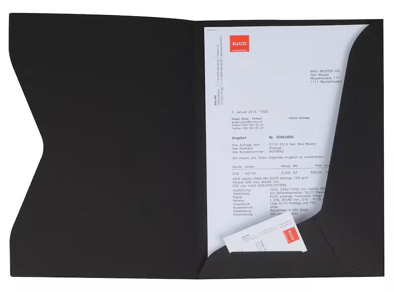 ELCO Angebotsmappen Prestige DIN A4 schwarz, 10 St.