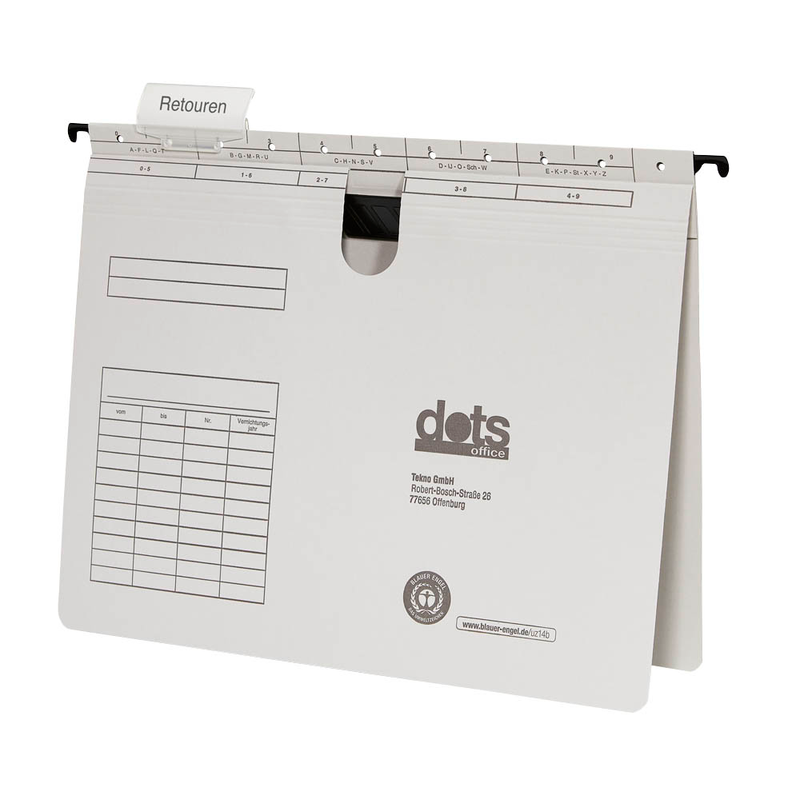 dots Hängehefter Karton lichtgrau DIN A4 1x kaufmännische BZ-Heftung, 5 St.