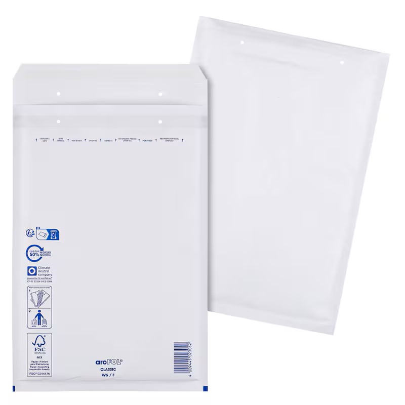aroFOL® CLASSIC Luftpolstertaschen W6/F weiß für DIN A4, 100 St.