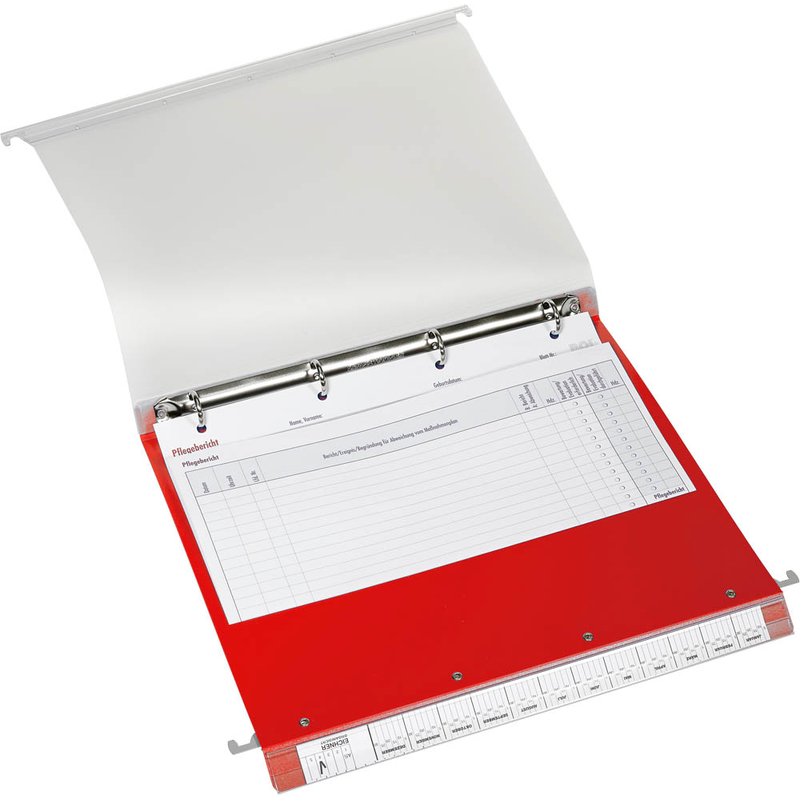 BOI Patienten-Dokumentations-Hängemappe 2-Ringe Click 2 Stationär rot Boden: 2,5 cm, 1 St.