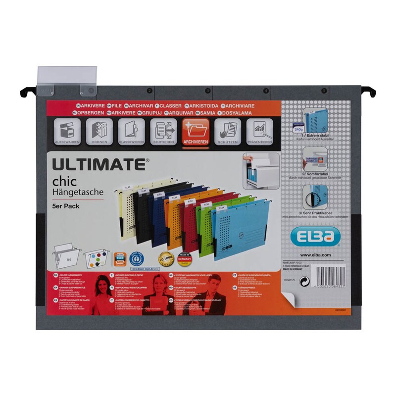 ELBA Hängetaschen chic ULTIMATE anthrazit, 5 St.