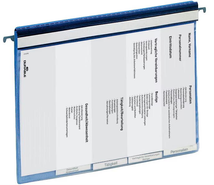 DURABLE Personalhefter Kunststoff blau DIN A4 5x kaufmännische Heftung, 5 St.