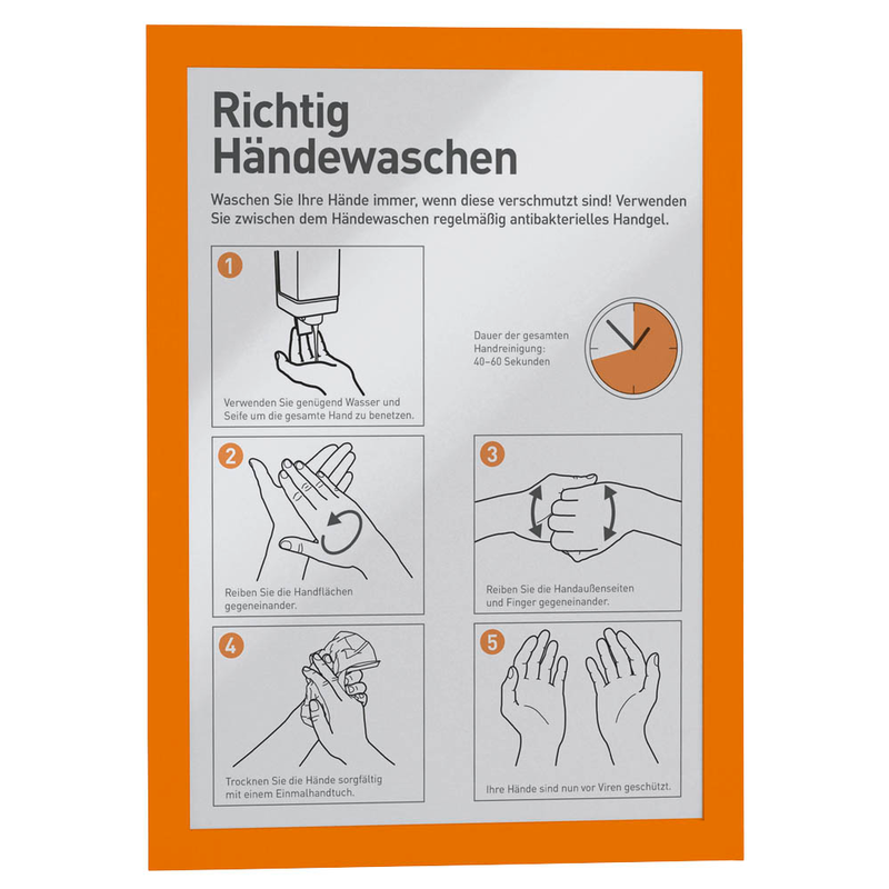 DURABLE Magnetrahmen DURAFRAME® MAGNETIC A4 orange A4, 5 St.