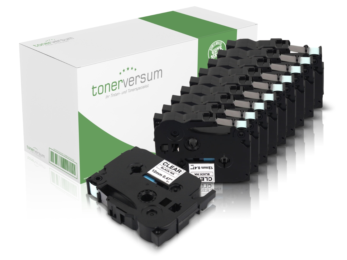 Alternativ zu Brother TZe-131 P-Touch Schriftband 12mm schwarz/transparent (10er Pack)