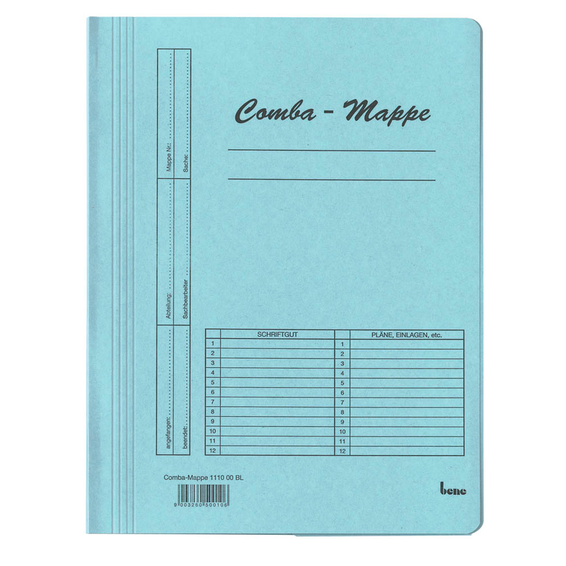 bene Schnellhefter Comba-Mappe Karton blau DIN A4, 5 St.