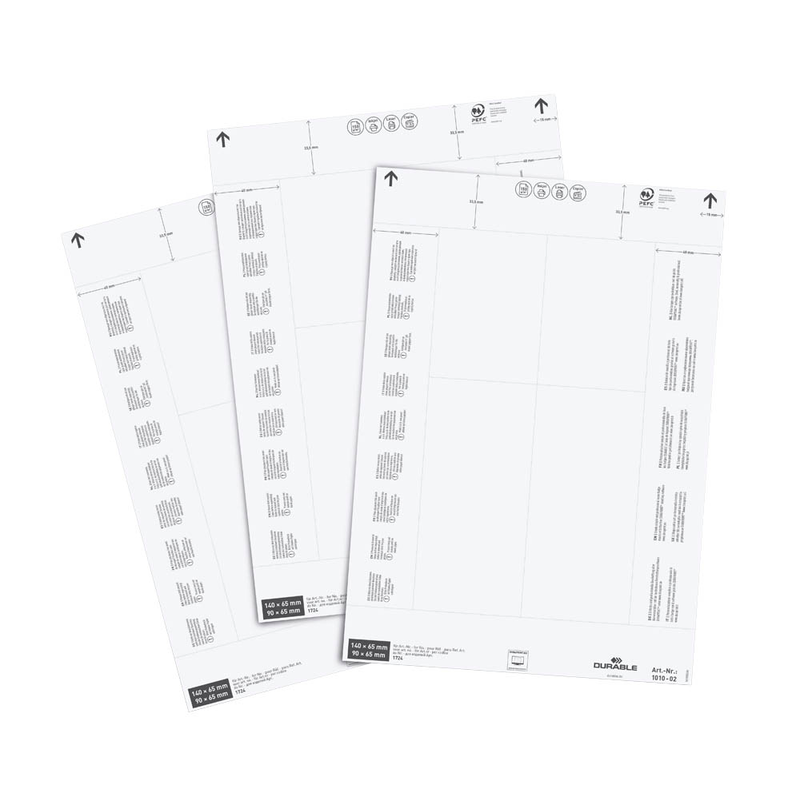 DURABLE Einsteckschilder für Kennzeichnungstaschen 6,5 x 14,0/9,0 cm, 80 St.