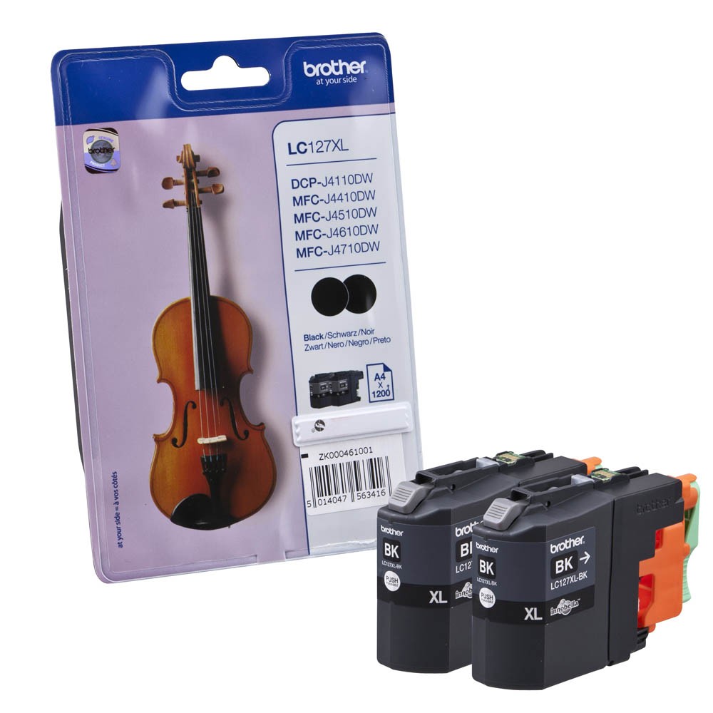 Brother LC-127XLBKBP2DR Tinte Black (2er Pack)