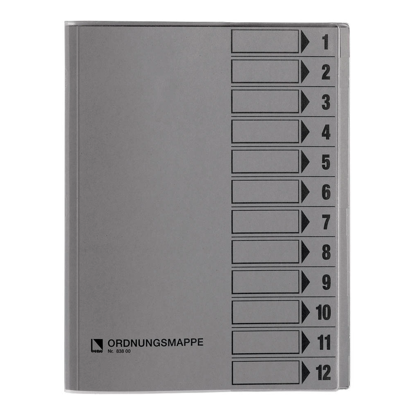 bene Ordnungsmappe 12 Fächer grau, 1 St.