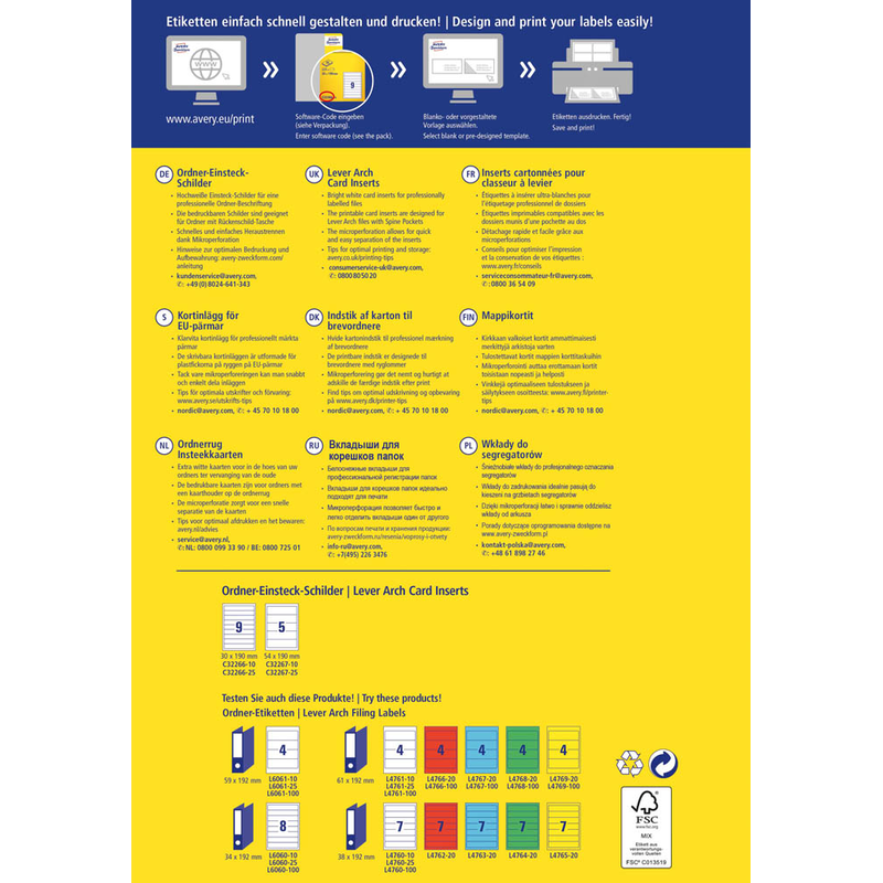 AVERY Zweckform Einsteck-Rückenschilder weiß für 4,5 cm Rückenbreite, 90 St.