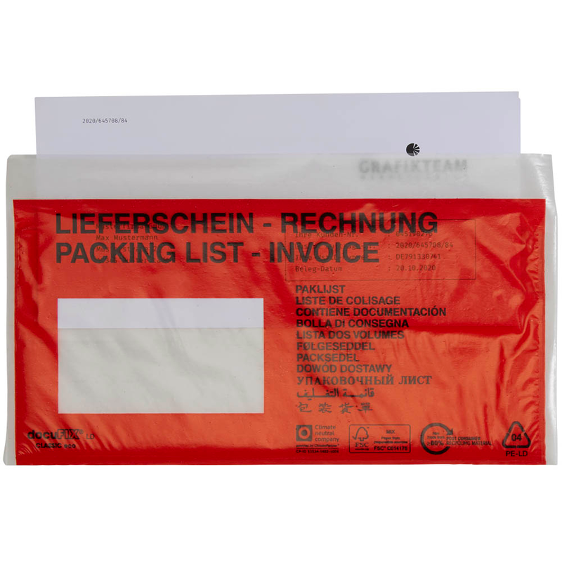 docuFIX® CLASSIC Lieferscheintaschen eco Kunststoff DIN lang 1.000 St.