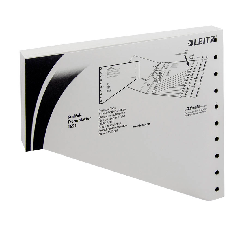 LEITZ Trennblätter 1651 DIN A4 blanko grau, 200 g/qm, 100 St.