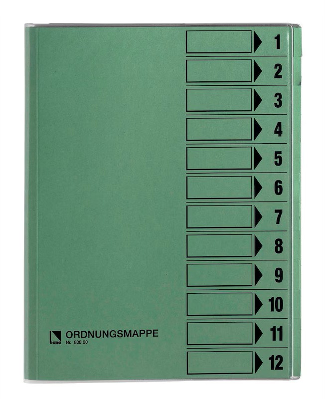 bene Ordnungsmappe 12 Fächer grün, 1 St.