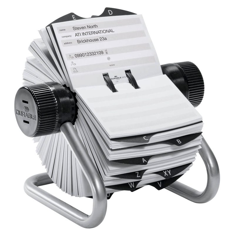 DURABLE Telefon-/Adress-Rollkartei Telindex silber, für 500 Adress,- Telefonkarten